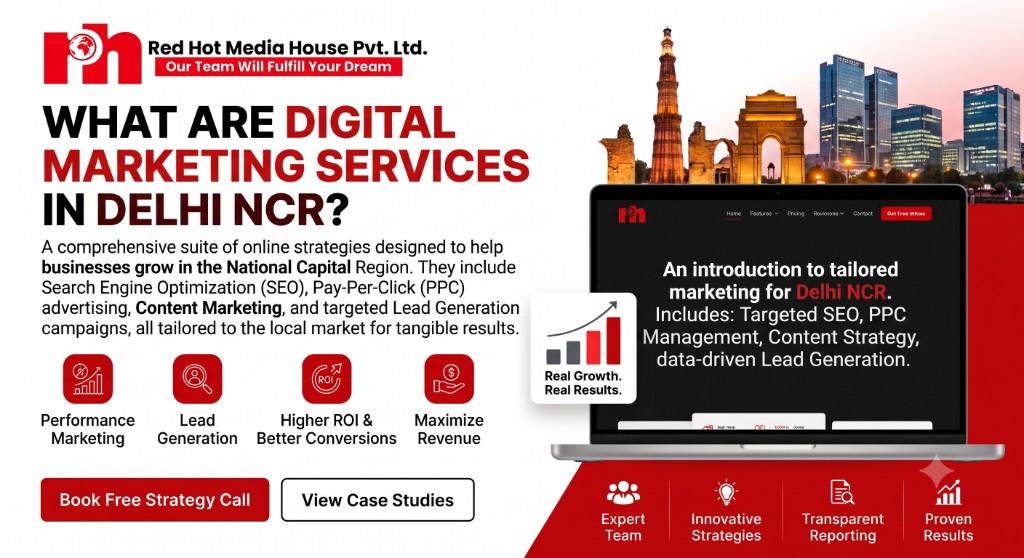 What are digital marketing services in Delhi NCR — SEO, PPC, content marketing and lead generation by Red Hot Media House