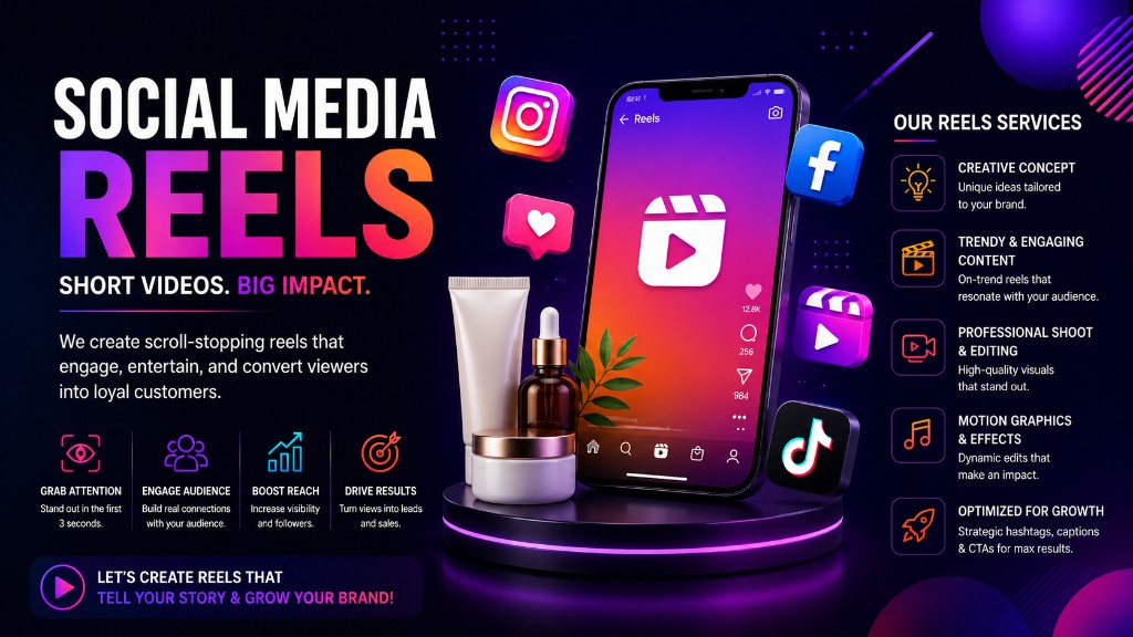 Social media reels video production services in India — scroll-stopping Instagram, YouTube and TikTok reels with creative concepts, professional editing, and growth-focused optimization by Red Hot Media House